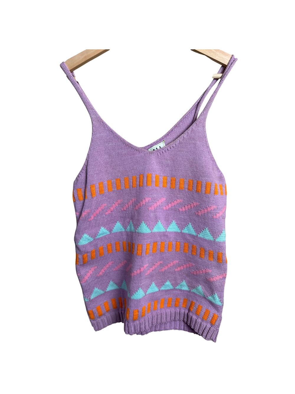 ALL Tribal Women Purple Mix Of Shape Tank Top *Dimensions in Picturess*